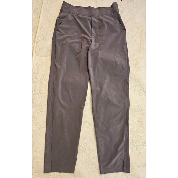 Athleta Brooklyn Ankle Pants Size 4 Gray Stretch Ribbed Waistband With Pockets - Picture 2 of 12